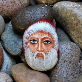 Hand painted pebble "Santa Claus"