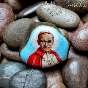 Hand painted pebble "Saint John Paul II"