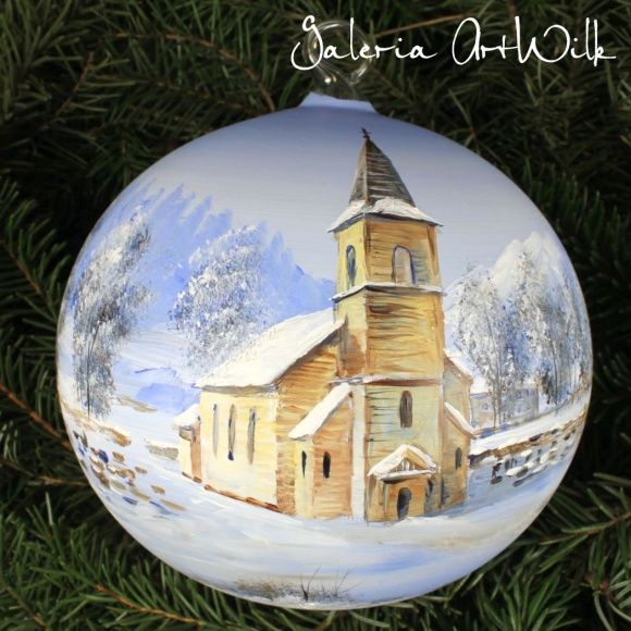 Winter in Norway - Hand painted glass ball 36181