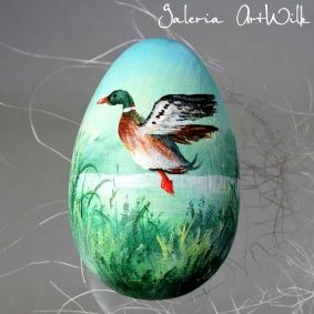 Wooden Easter egg with duck