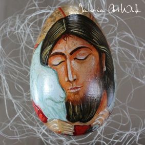 Wooden easter egg- Icon of the Good Shepherd