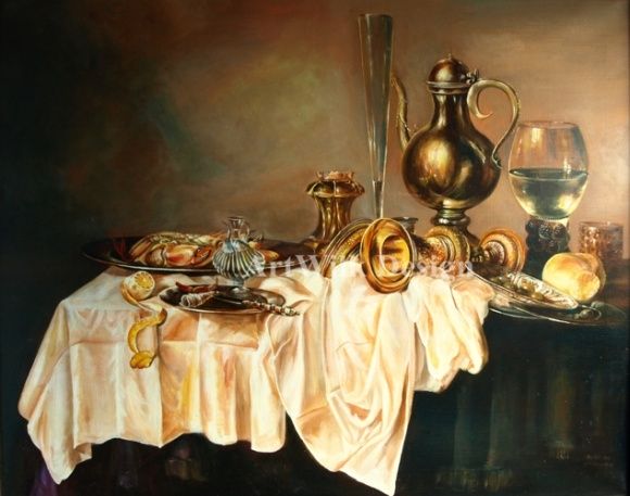 "Breakfast with lobster" according to Willem Claesz Heda