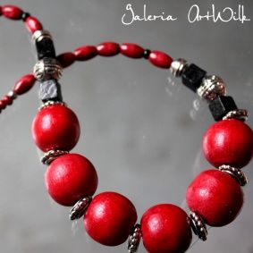 Red wooden beads