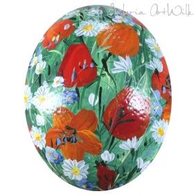 Ostrich easter egg, hand painted 303