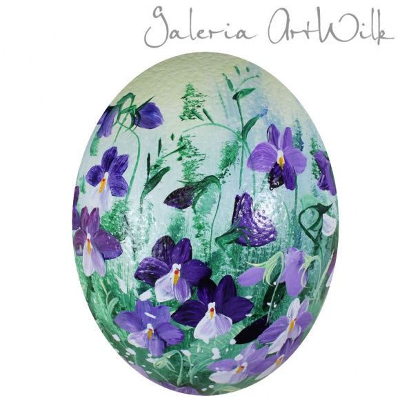 Ostrich easter egg, hand painted 306